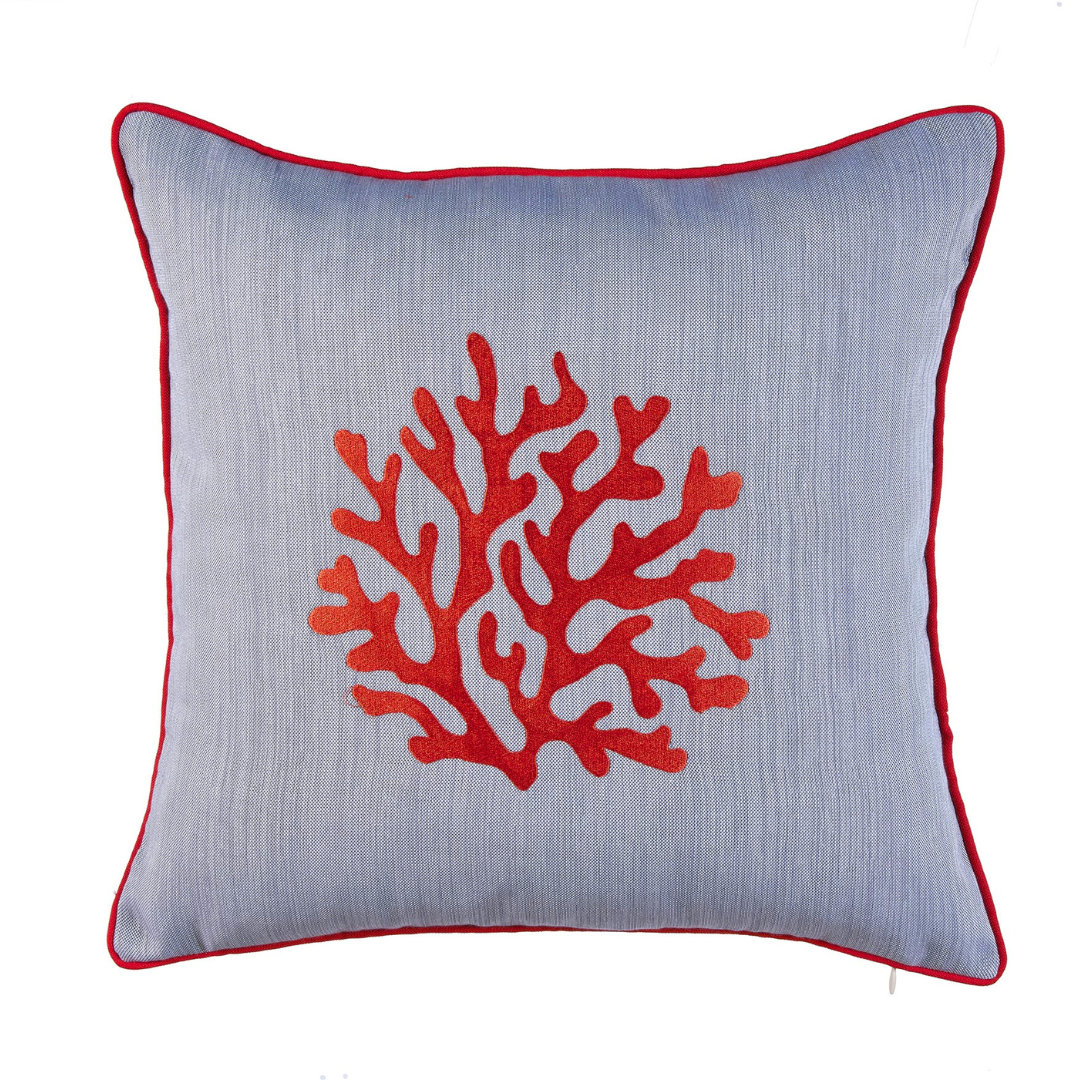 Coral Kırlent Kılıfı 45x45 cm Bej/Mavi