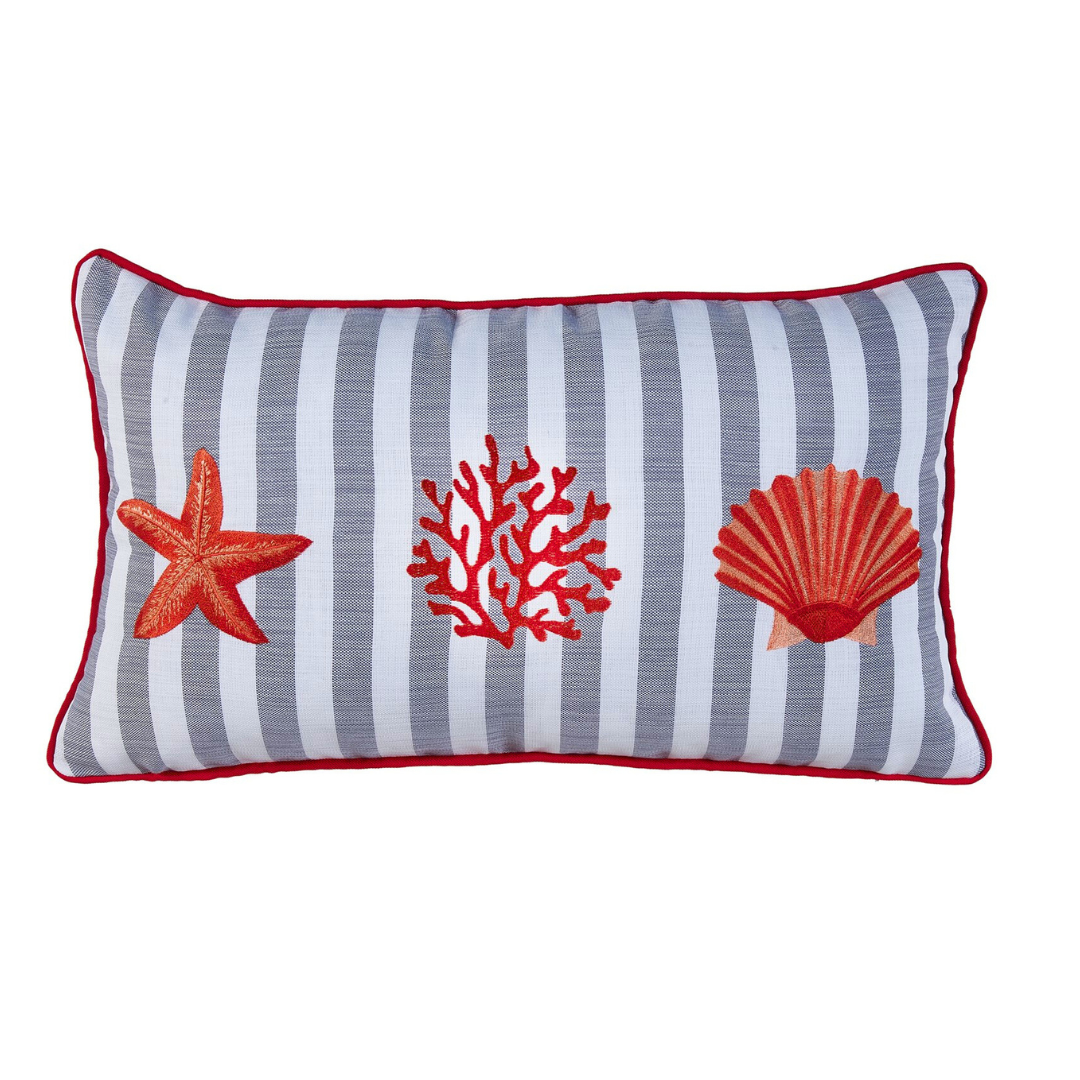 Coral Star Stripe Kırlent Kılıfı 30x50 cm Bej/Mavi