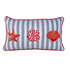 Coral Star Stripe Kırlent Kılıfı 30x50 cm Bej/Mavi