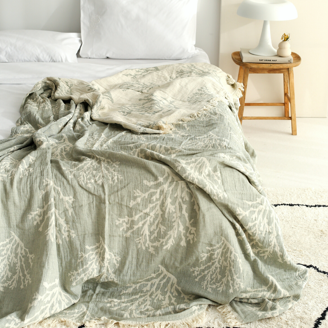 Coral 4 Layer Muslin Double Bedspread