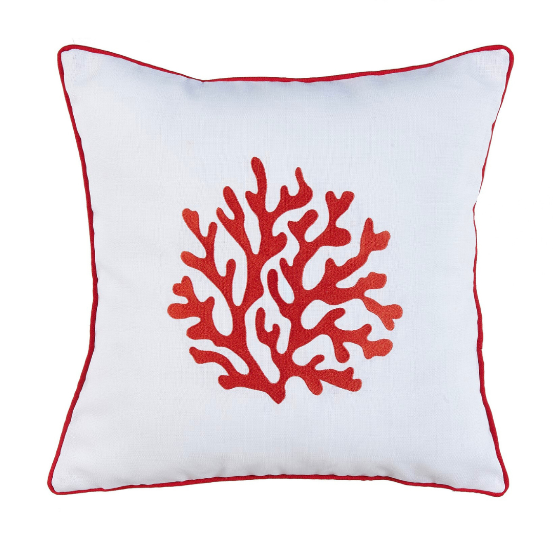 Coral Kırlent Kılıfı 45x45 cm Bej/Mavi