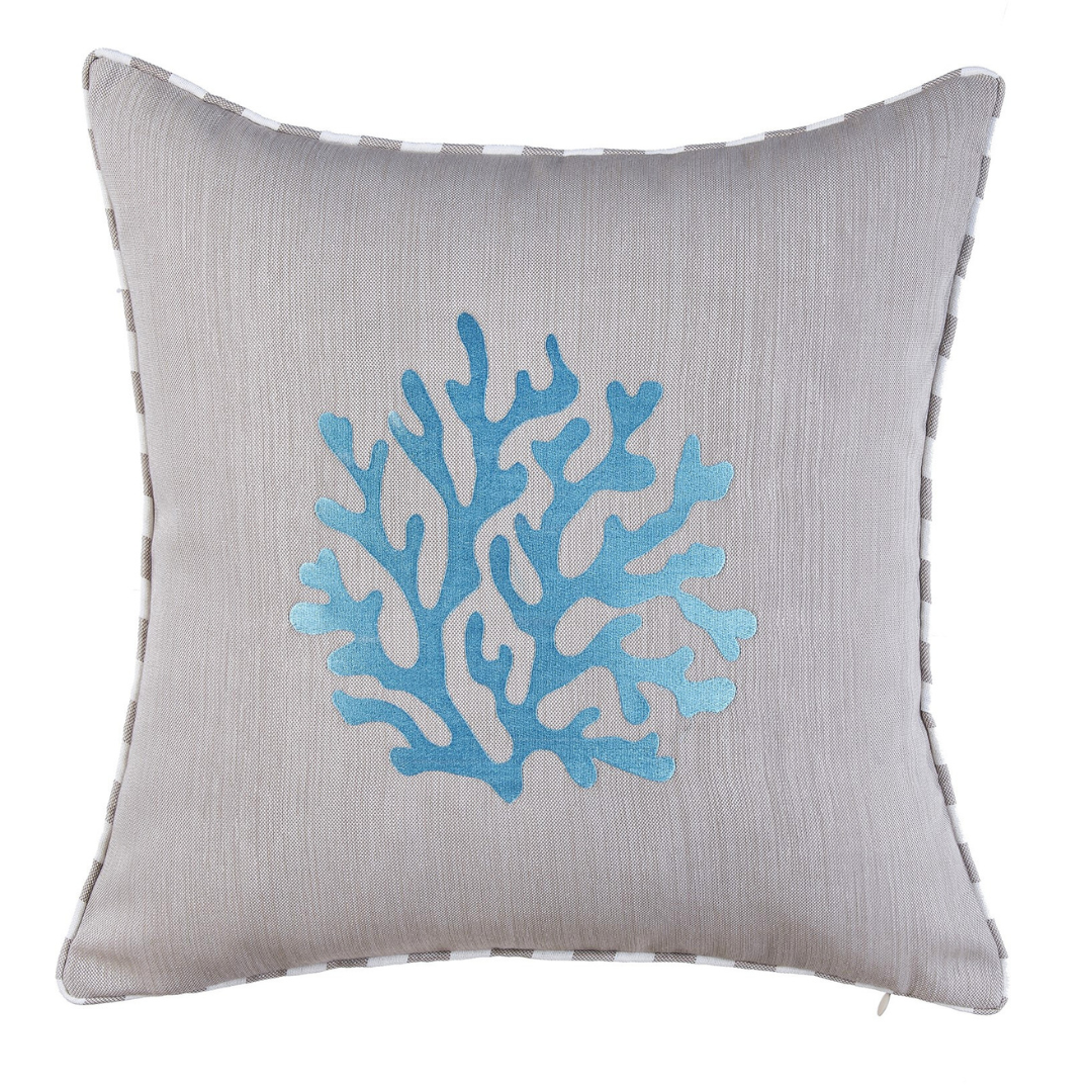 Coral Kırlent Kılıfı 45x45 cm Bej/Mavi