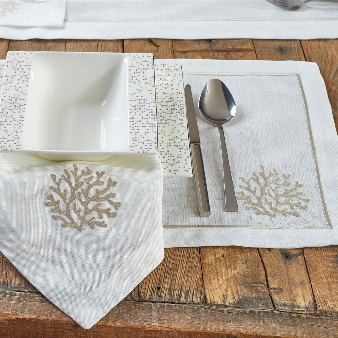 Coral Leke Tutmaz Keten Amerikan Servisi 30x50 cm Gold (2'li Paket)