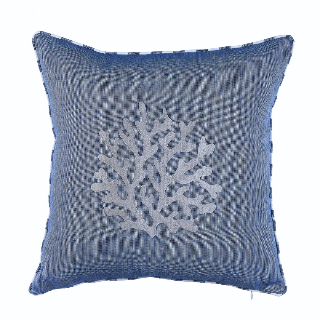 Coral Kırlent Kılıfı 45x45 cm Bej/Mavi