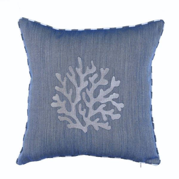 Coral Kırlent Kılıfı 45x45 cm Bej/Mavi
