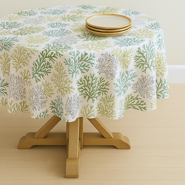 Genoa Woven Linen Stain Resistant Round Table Cloth Red