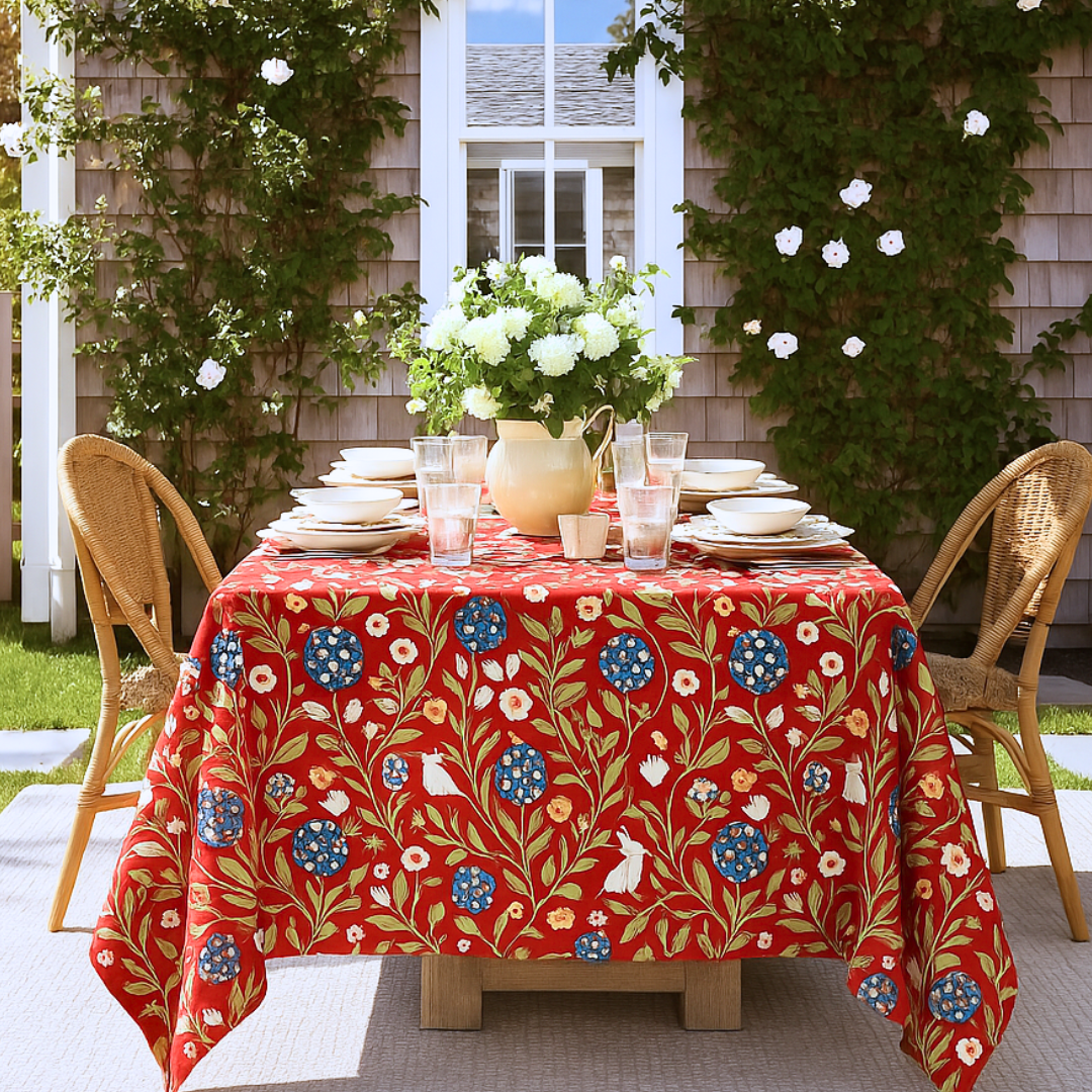 Cyra Premium Linen Tablecloth Red