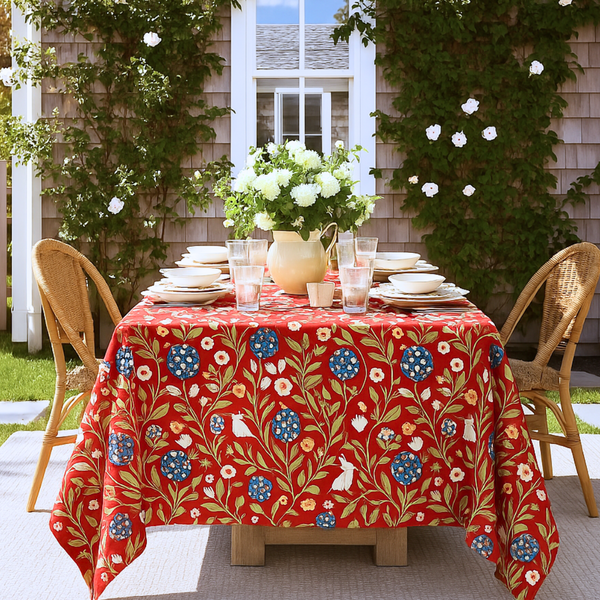 Cyra Premium Linen Tablecloth Red