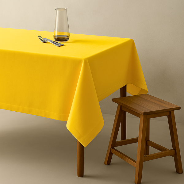 Genoa Woven Linen Stain Resistant Table Cloth Yellow