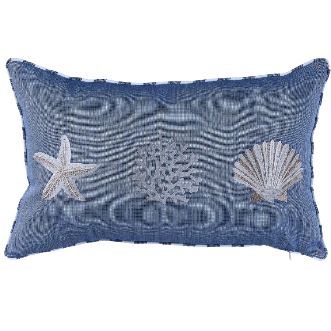 Coral Star Kırlent Kılıfı 30x50 cm Bej/Mavi