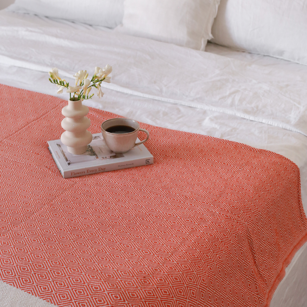 Ashley Multi-Purpose Double Cotton Bedspread 200x240 cm Orange