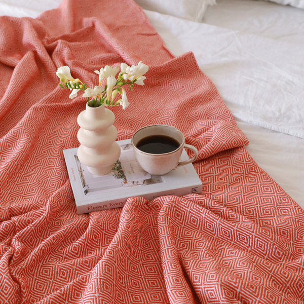 Ashley Multi-Purpose Double Cotton Bedspread 200x240 cm Orange