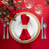 Genoa Woven Linen Stain Resistant Round Table Cloth Red