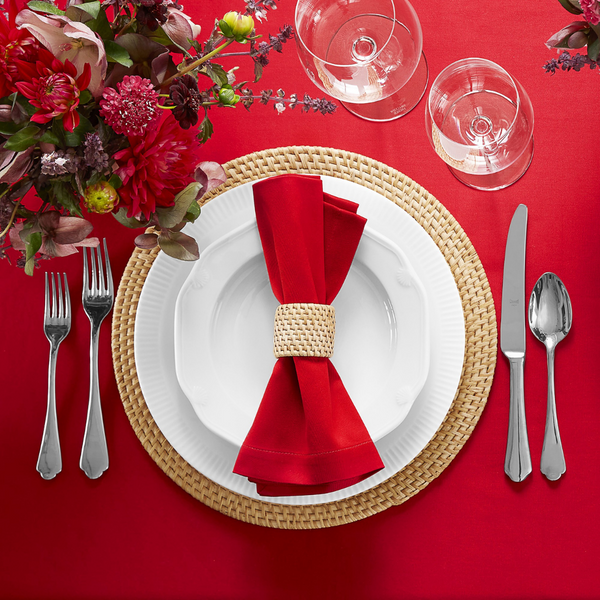 Genoa Woven Linen Stain Resistant Round Table Cloth Red