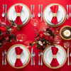 Genoa Woven Linen Stain Resistant Round Table Cloth Red