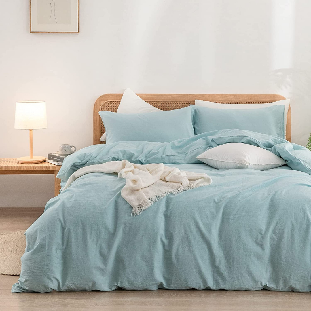 Carly Single 100% Cotton Plain Duvet Cover Set 160x220 cm Light Blue