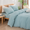 Carly Single 100% Cotton Plain Duvet Cover Set 160x220 cm Light Blue
