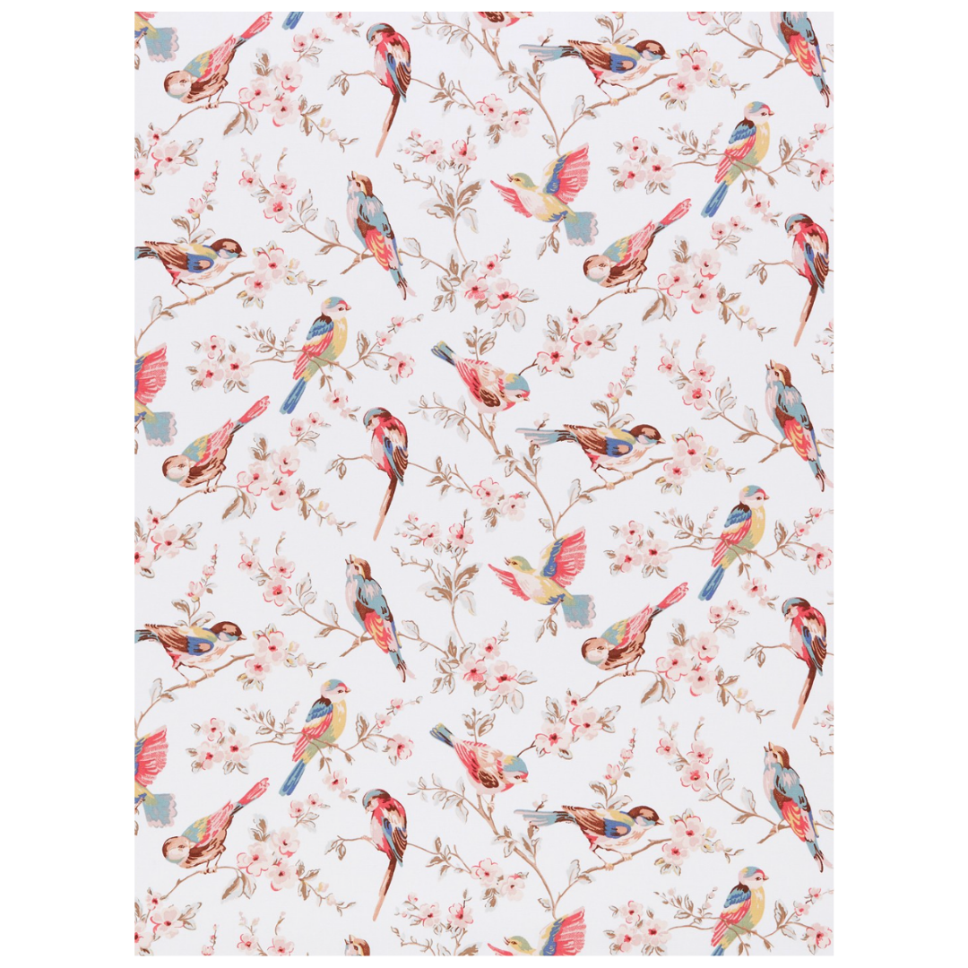 British Birds Cotton Table Linen Ecru