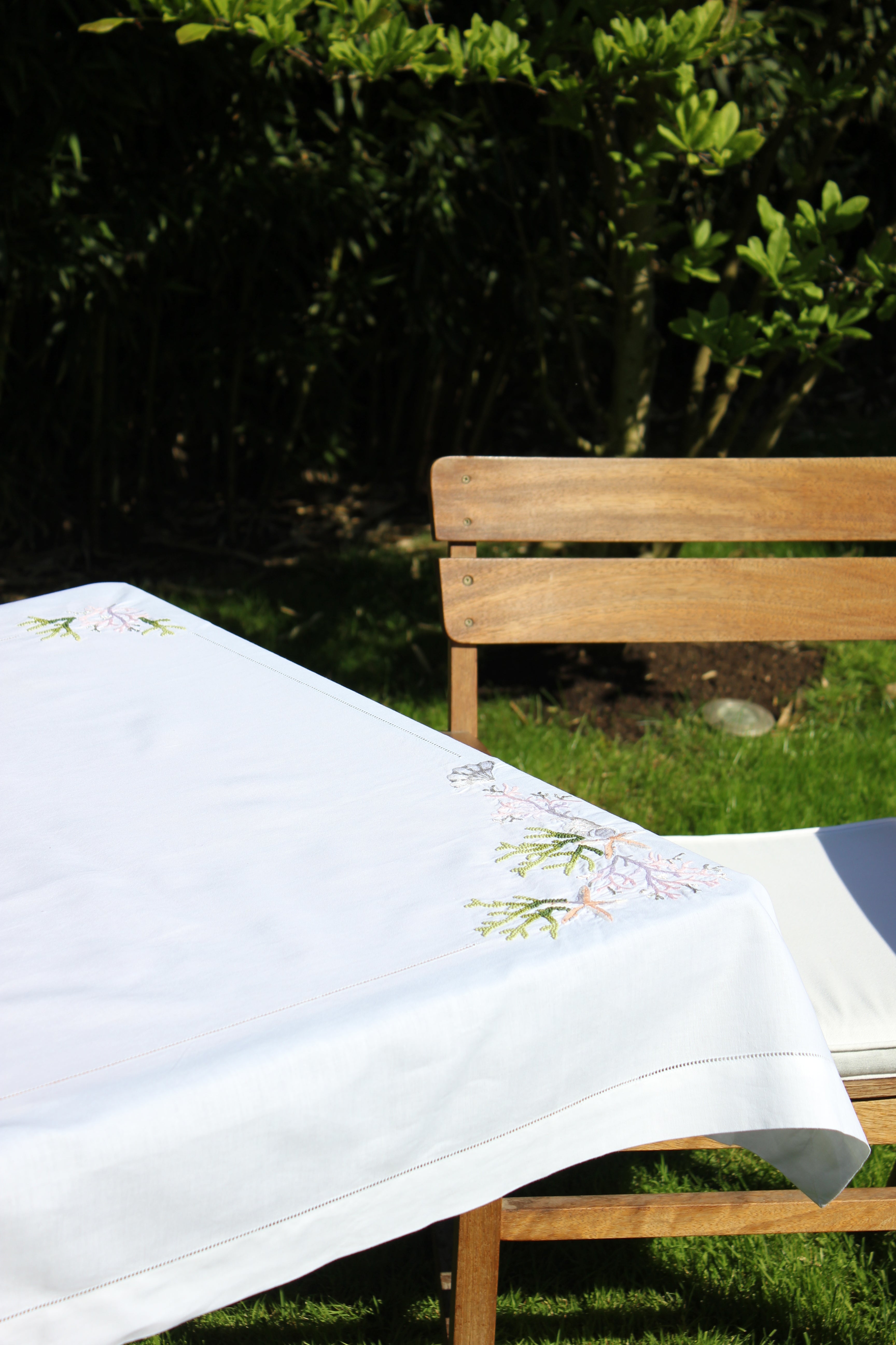 Siena Embroidered Table Cloth White