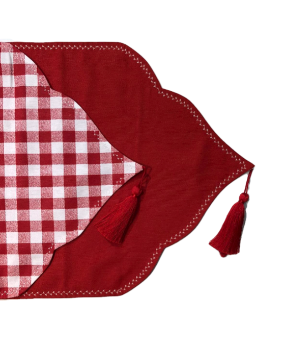 Alice Piko Embroidered Double-Sided Linen Runner Gingham