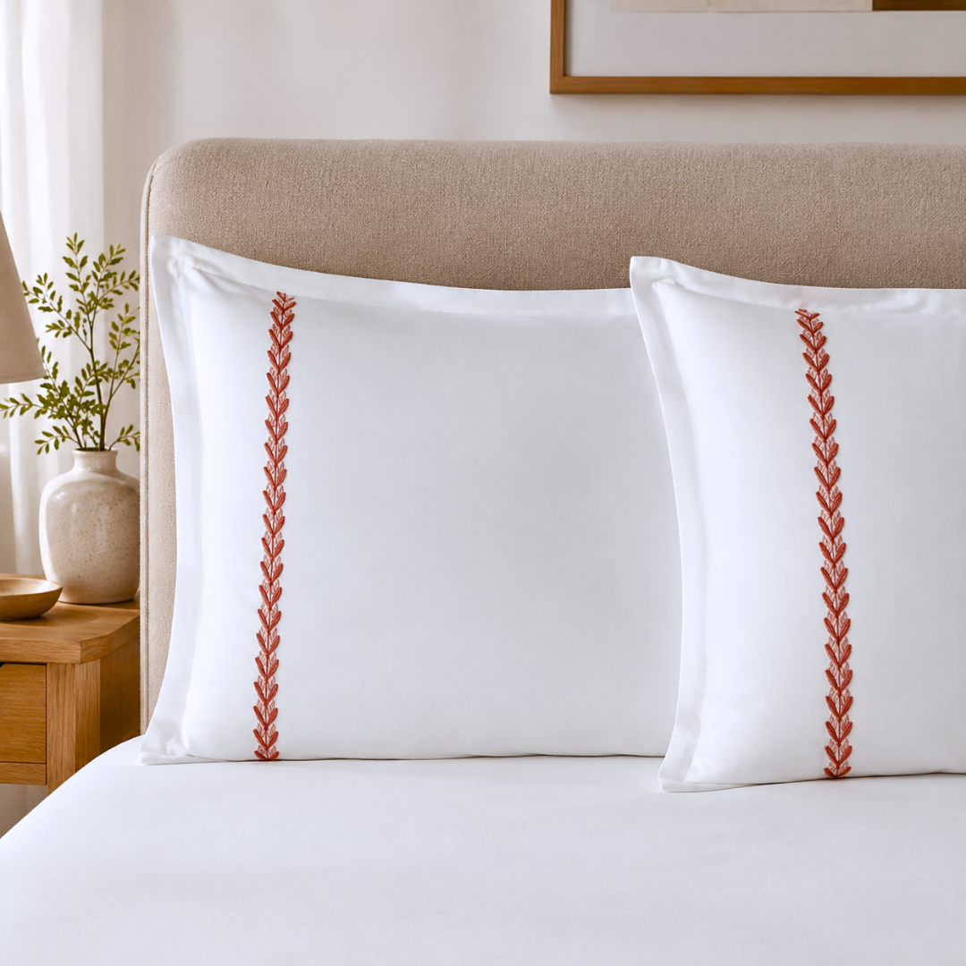 Cascais Pamuk Saten Çift Kişilik Nakışlı Pike Takımı 240x260 cm Mercan