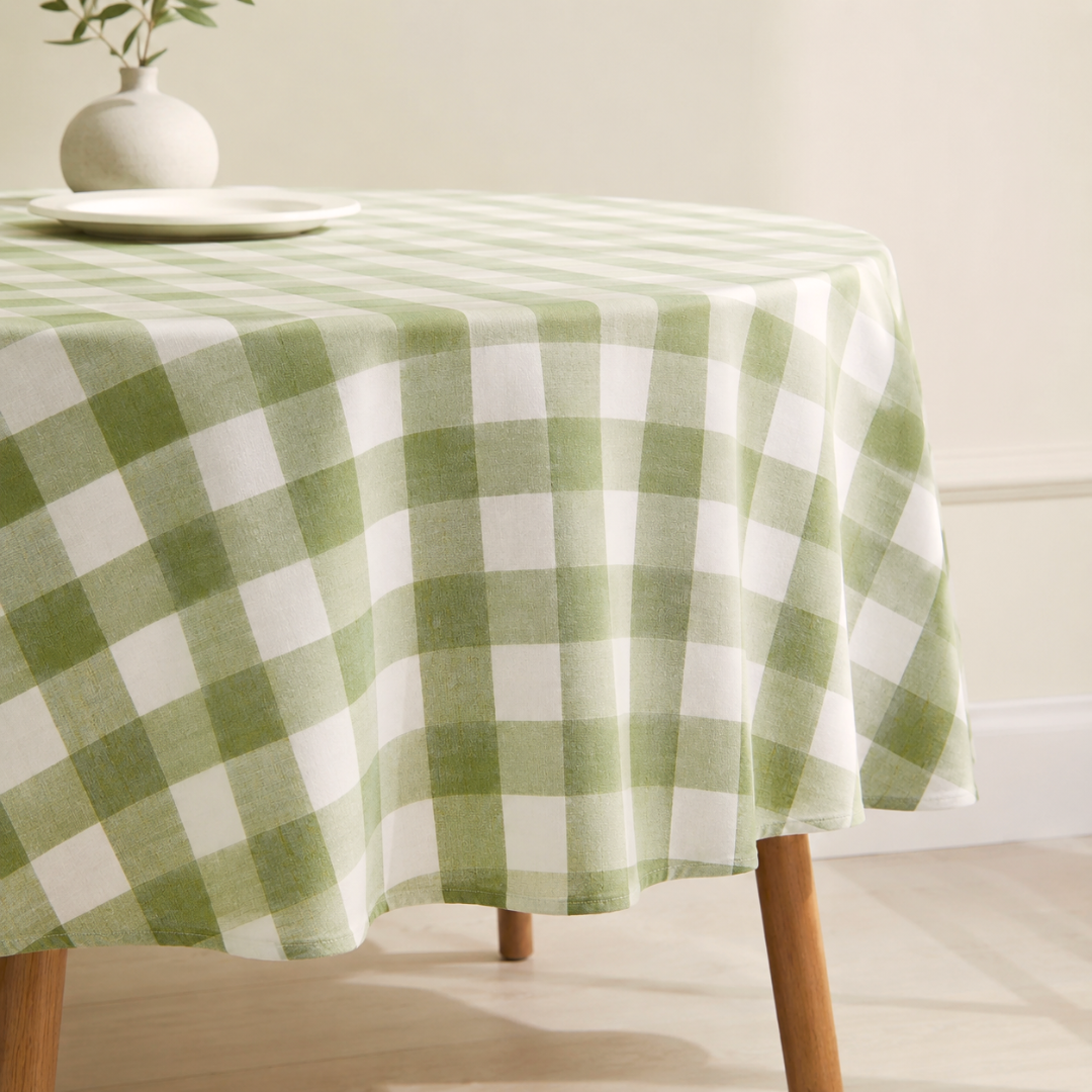 Genoa Woven Linen Stain Resistant Round Table Cloth White
