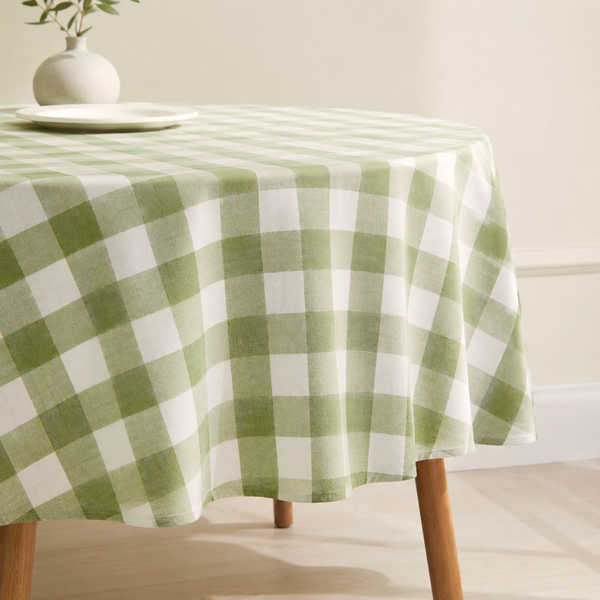 Genoa Woven Linen Stain Resistant Round Table Cloth White