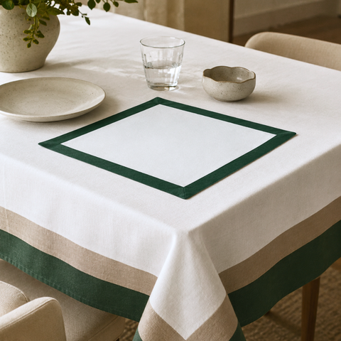 Genoa Woven Linen Stain Resistant Table Cloth White