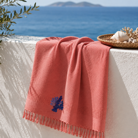 Coral Throw Muslin Cotton Loincloth Red 90x200 cm