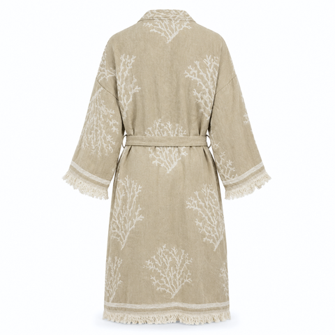 Coral Dokuma Pamuk Kimono/Sabahlık Vizon