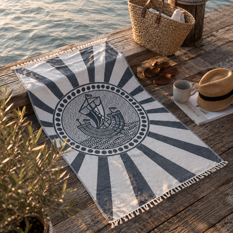 Stripe Throw Cotton Loincloth Smoked-White 100x170 cm
