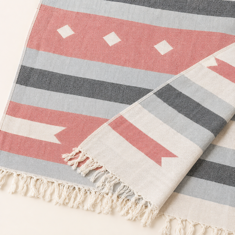 Stripe Throw Cotton Loincloth Smoked-White 100x170 cm