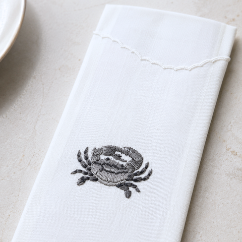 Crab Nakışlı Pamuk Kaşıklık (2'li Set)