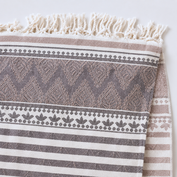 Stripe Throw Cotton Loincloth Smoked-White 100x170 cm