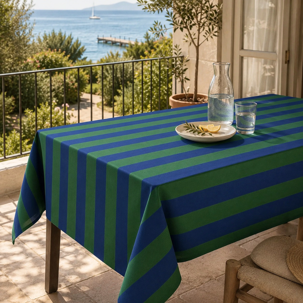 Check Woven Linen Stain Resistant Table Cloth Red