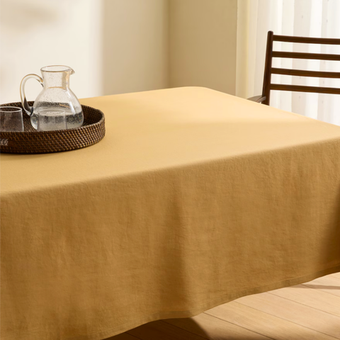 Genoa Woven Linen Stain Resistant Table Cloth White