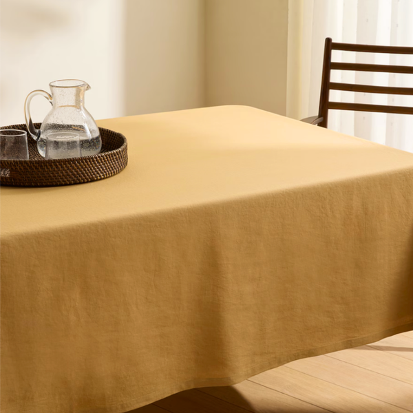 Genoa Woven Linen Stain Resistant Table Cloth White