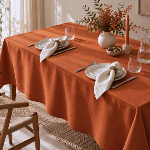 Genoa Woven Linen Stain Resistant Table Linen Cinnamon