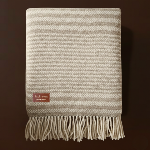 Woolmark Single Person Pure Wool Blanket Checked Mustard