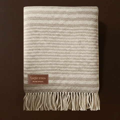 Woolmark Single Person Pure Wool Blanket Checked Mustard