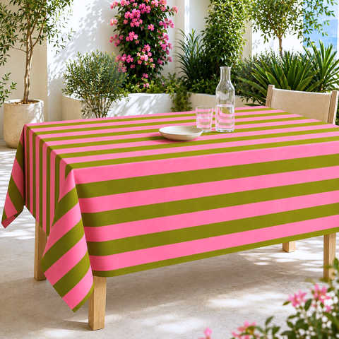 Check Woven Linen Stain Resistant Table Cloth Red