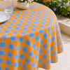 Check Woven Linen Stain Resistant Table Cloth Red
