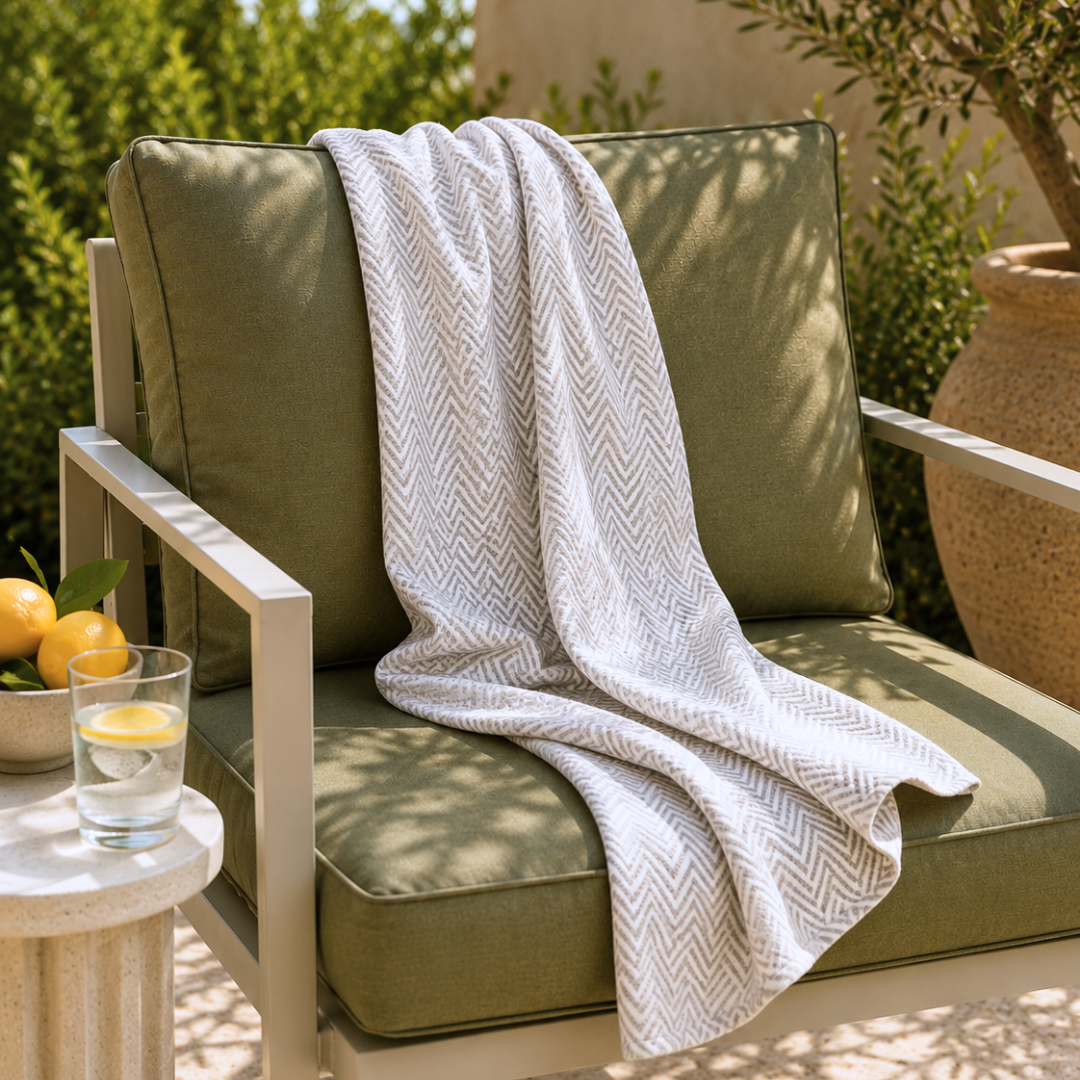 Stripe Throw Cotton Loincloth Smoked-White 100x170 cm