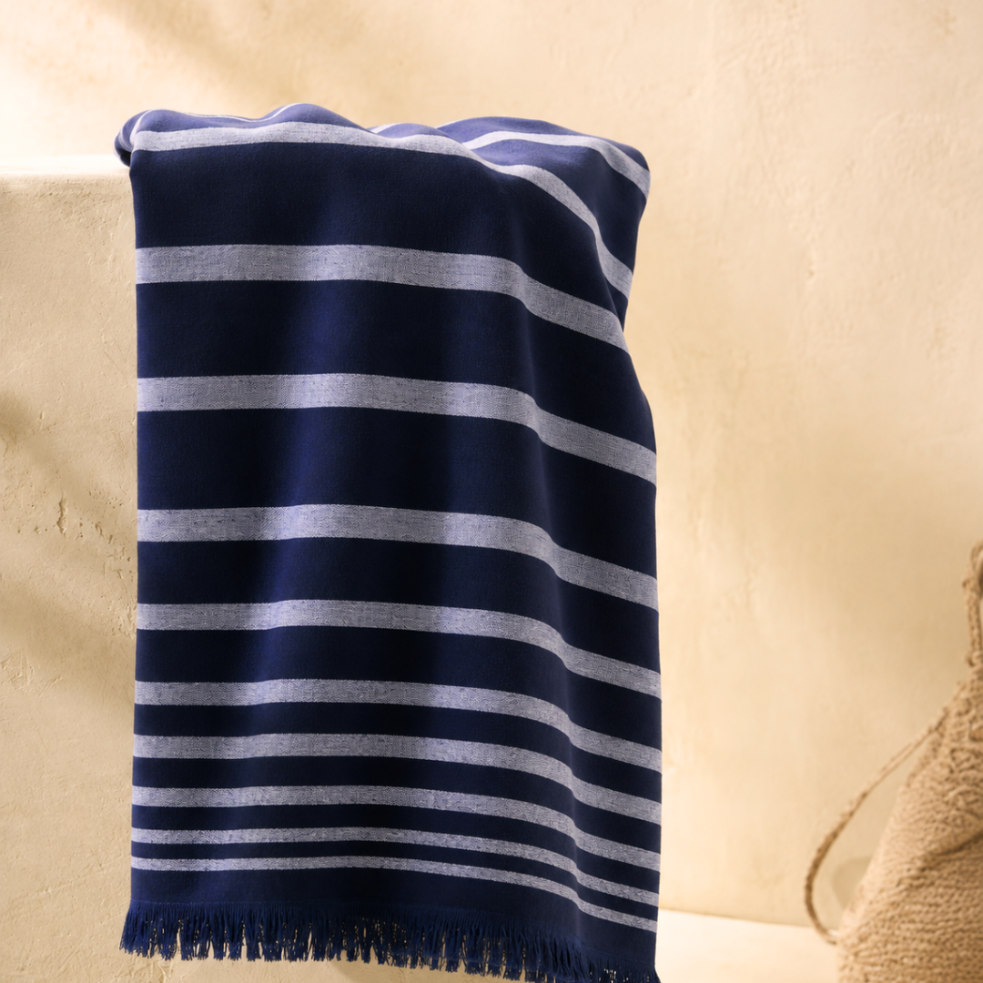 Stripe Throw Cotton Loincloth Smoked-White 100x170 cm