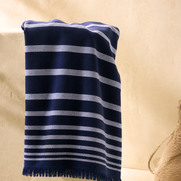 Stripe Throw Cotton Loincloth Smoked-White 100x170 cm