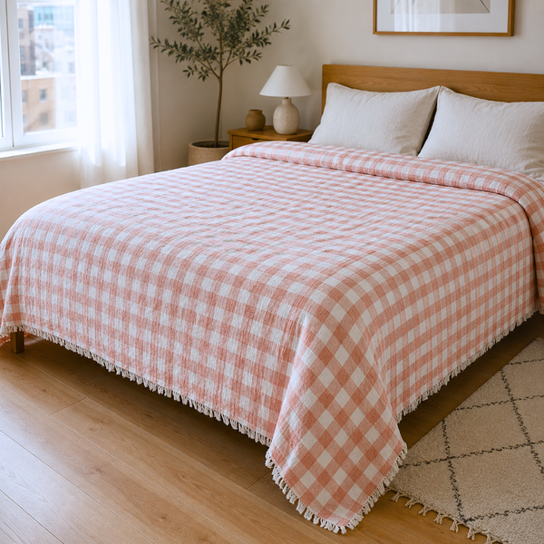 Porto %100 Pamuk Çift Kişilik Pike 240x260 cm Pudra