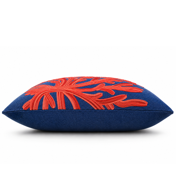Coral Premium Kot Nakışlı Kırlent Kılıfı 45x45 cm