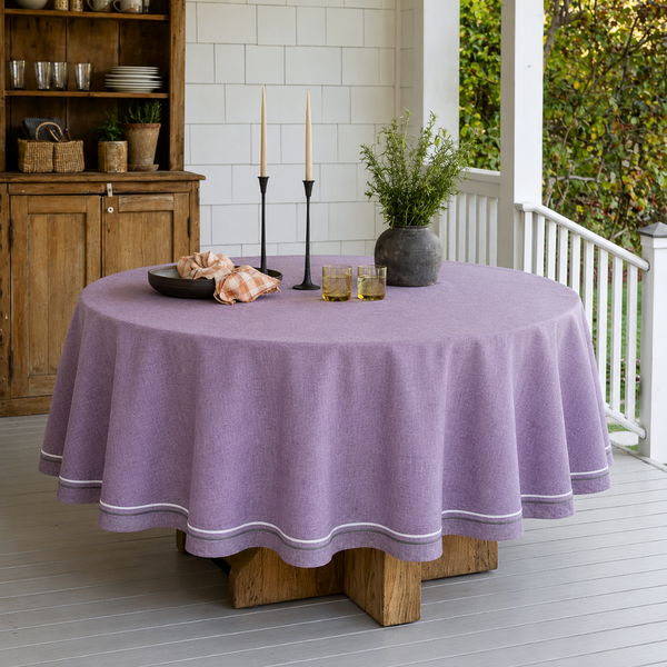 Genoa Woven Linen Stain Resistant Round Table Cloth White
