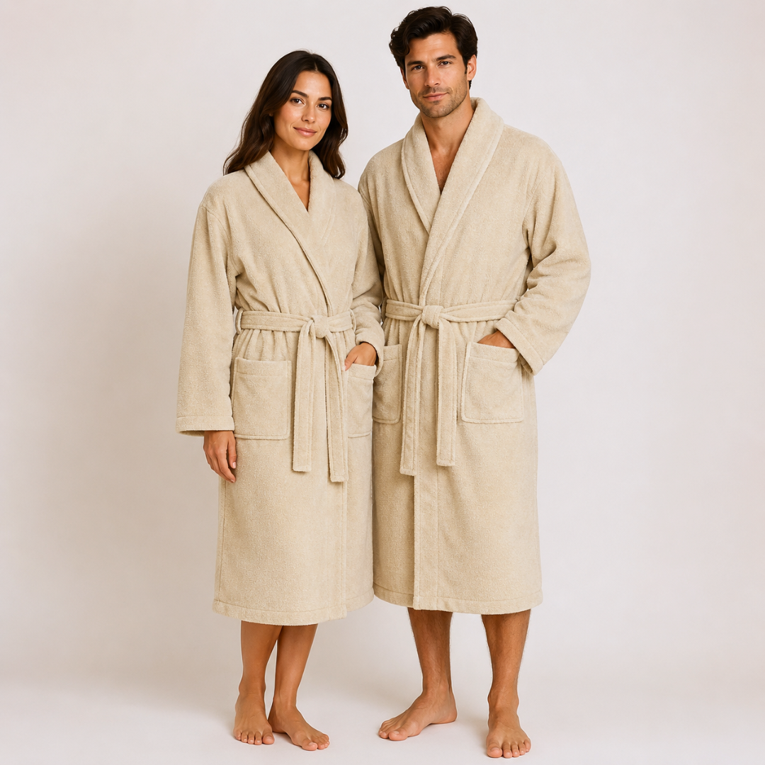 Hera %100 Pamuk Unisex Bornoz Bej