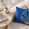 Shell Premium Kot Nakışlı Kırlent Kılıfı 45x45 cm
